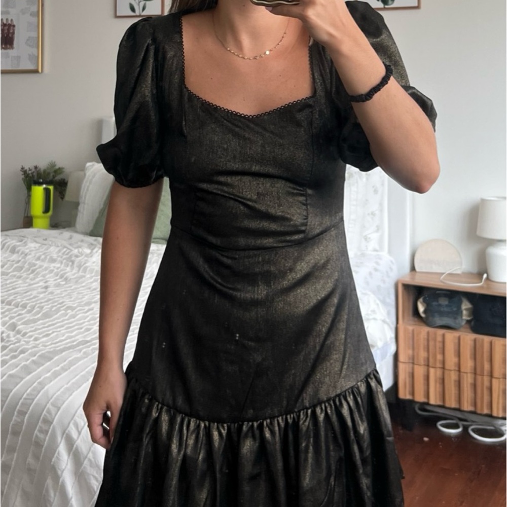 Rachel Parcell Mini Black Puff Sleeve Dress